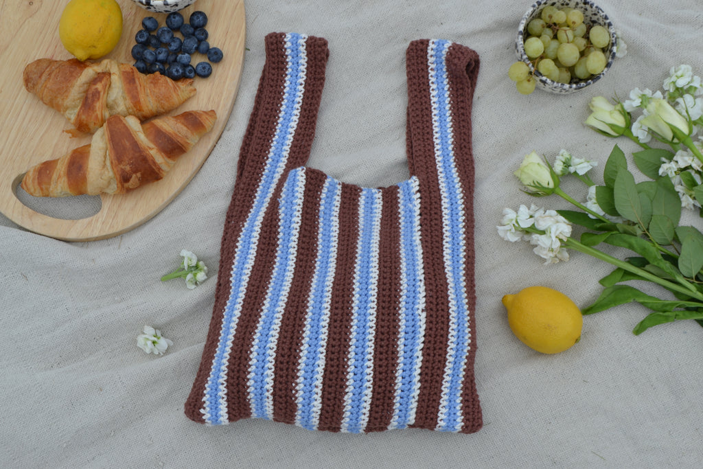 Espresso Cornflour Tristripe Naples Bag