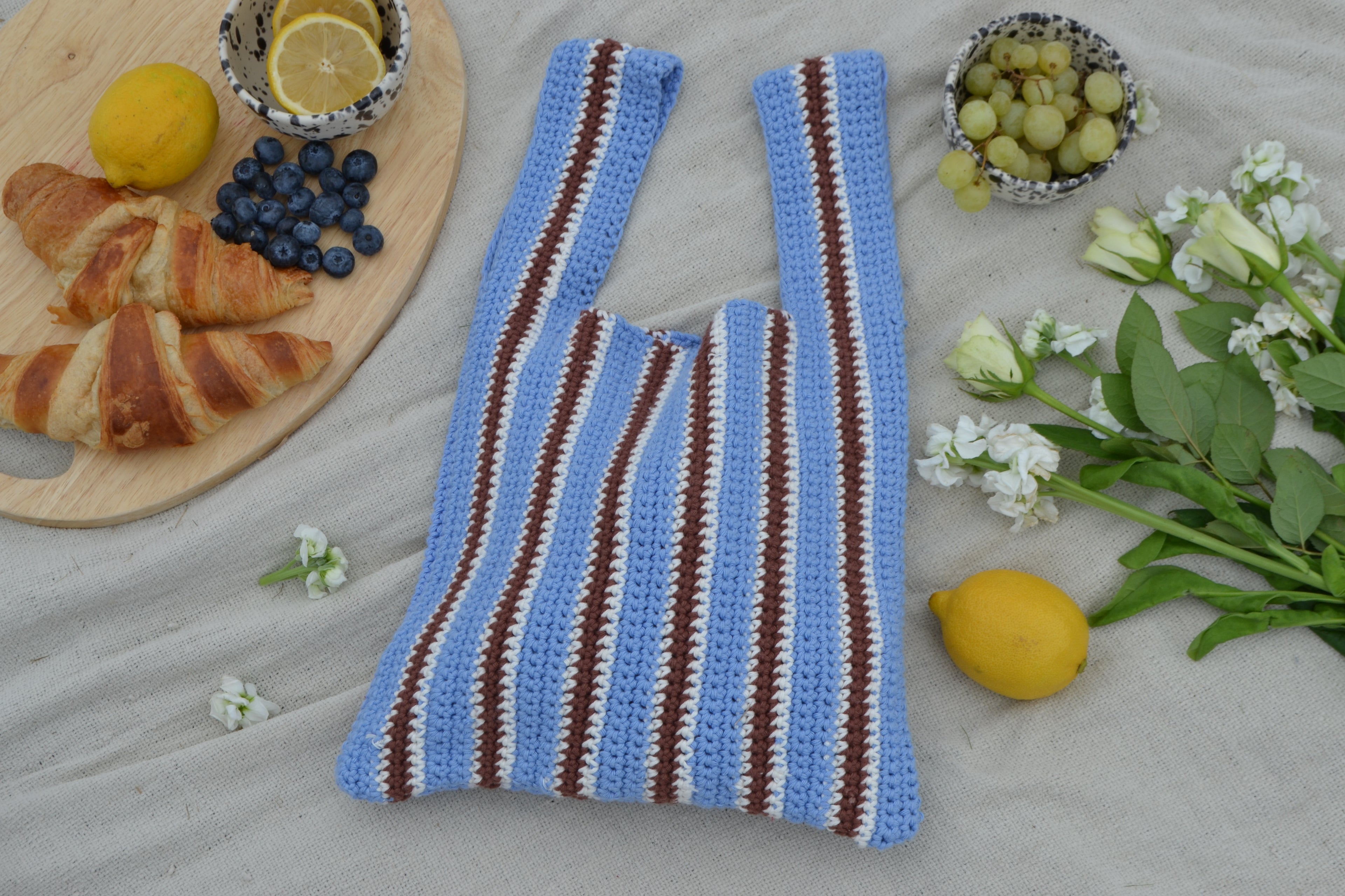 Cornflour Espresso Tristripe Naples Bag