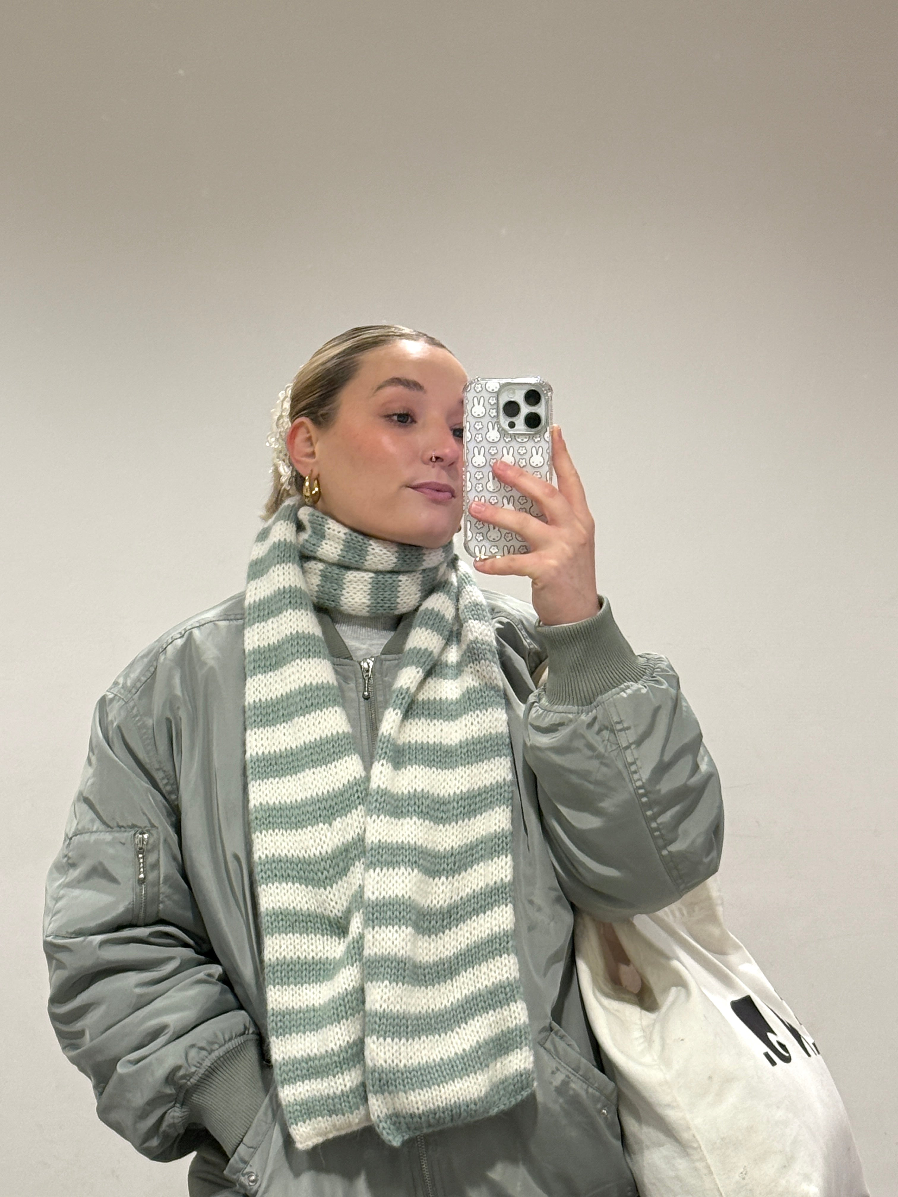 Sage & White Alpaca Scarf