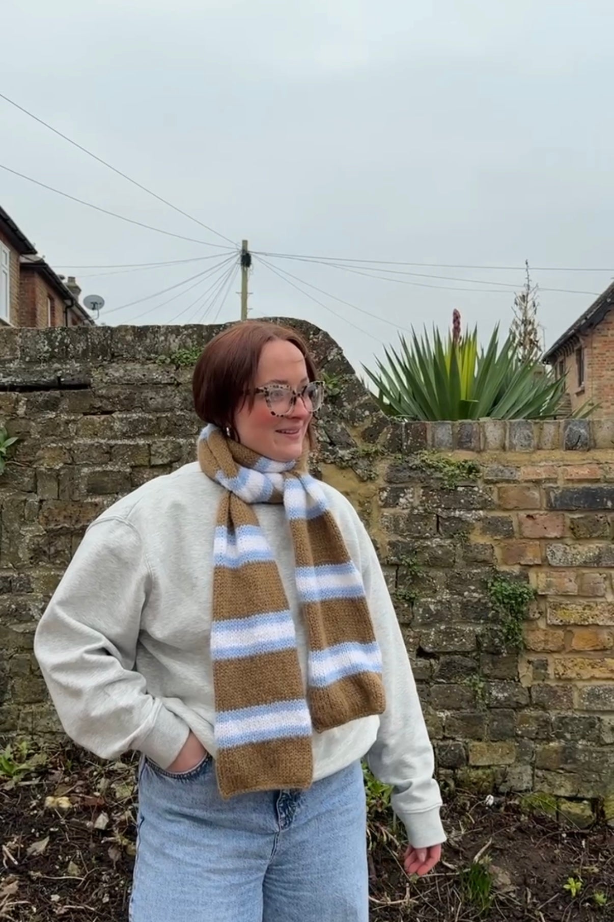 Chocolate, Cornflour & White Alpaca Scarf