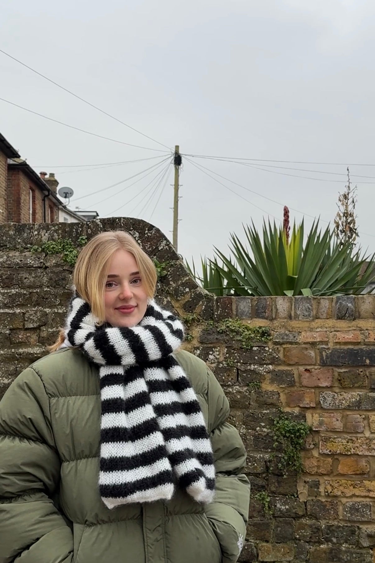 Black & White Mohair Scarf
