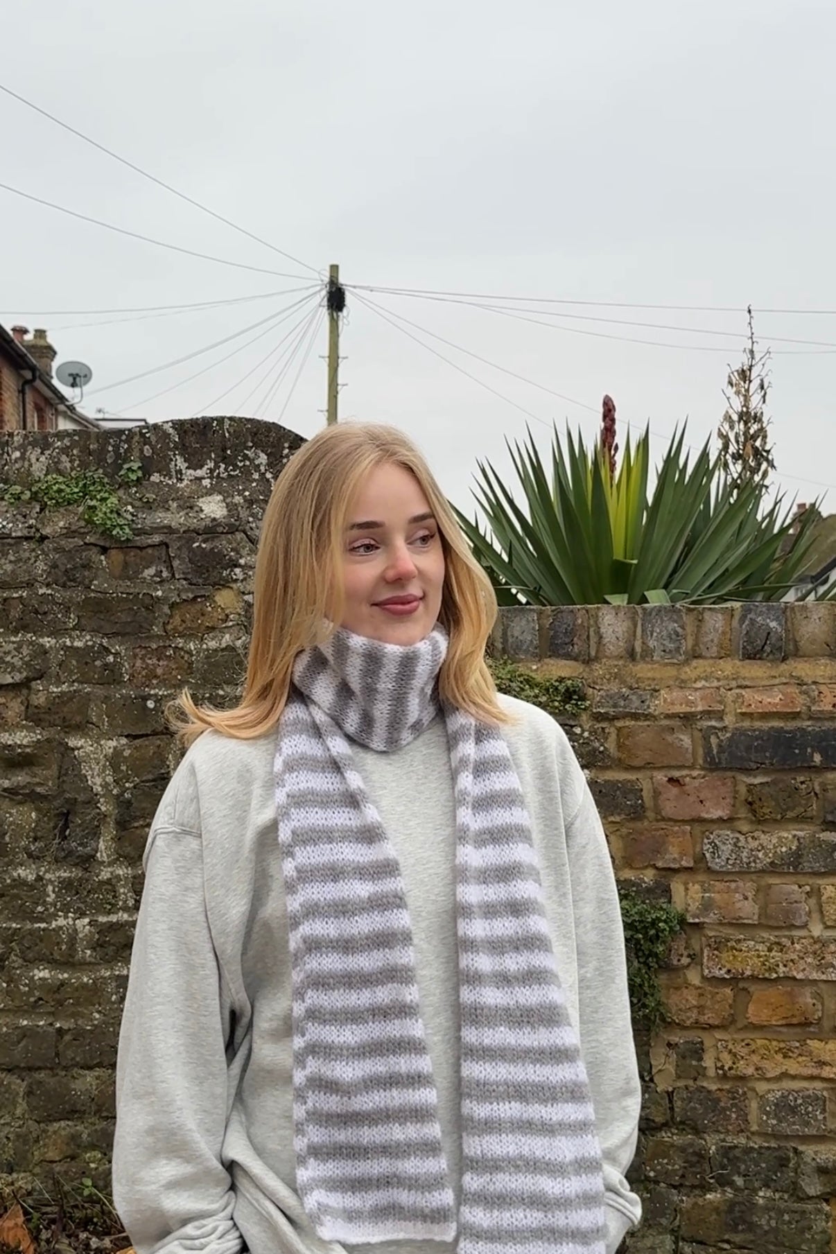 Grey & White Alpaca Scarf