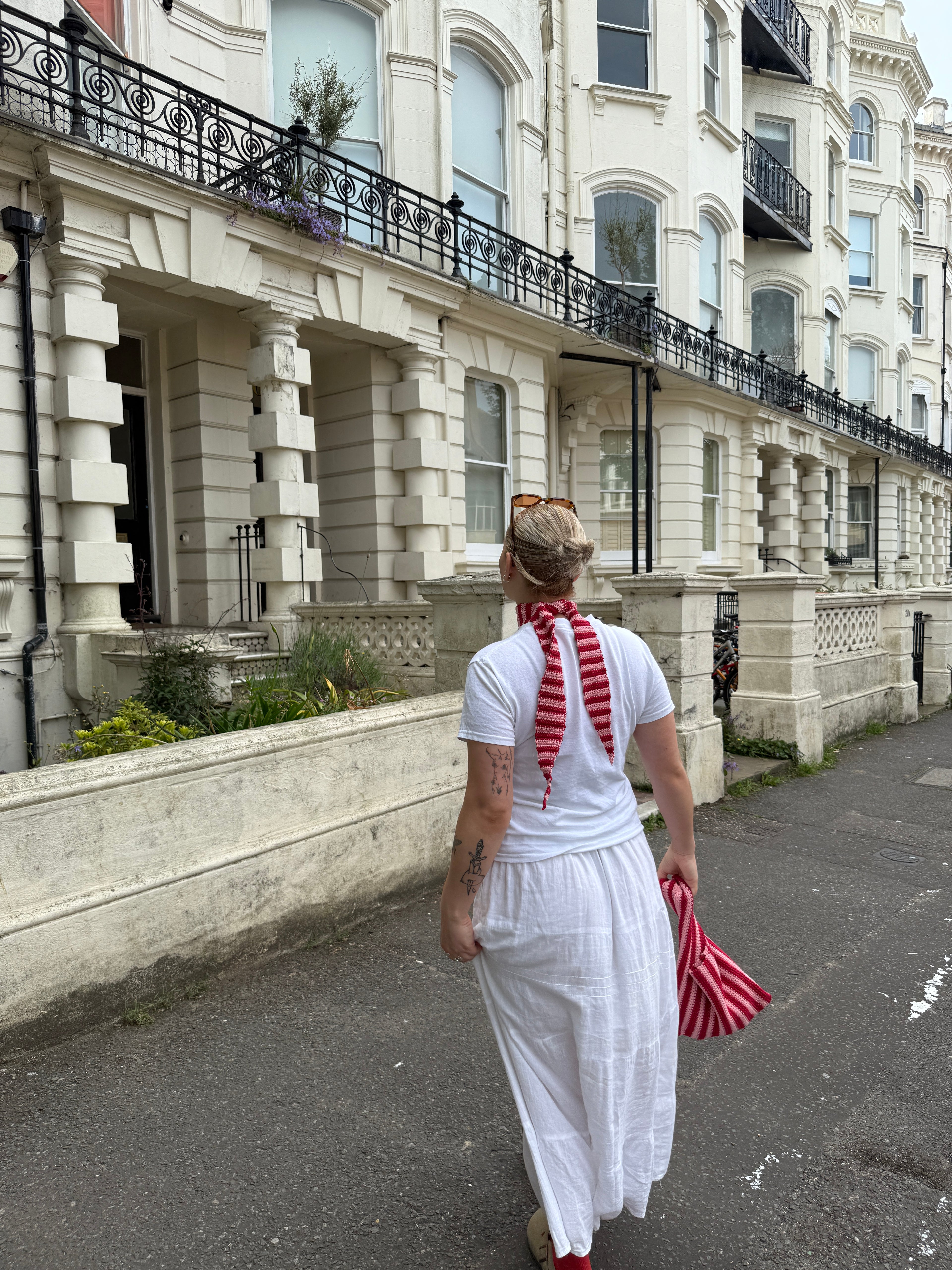 Cherry Peony Skinny Scarf