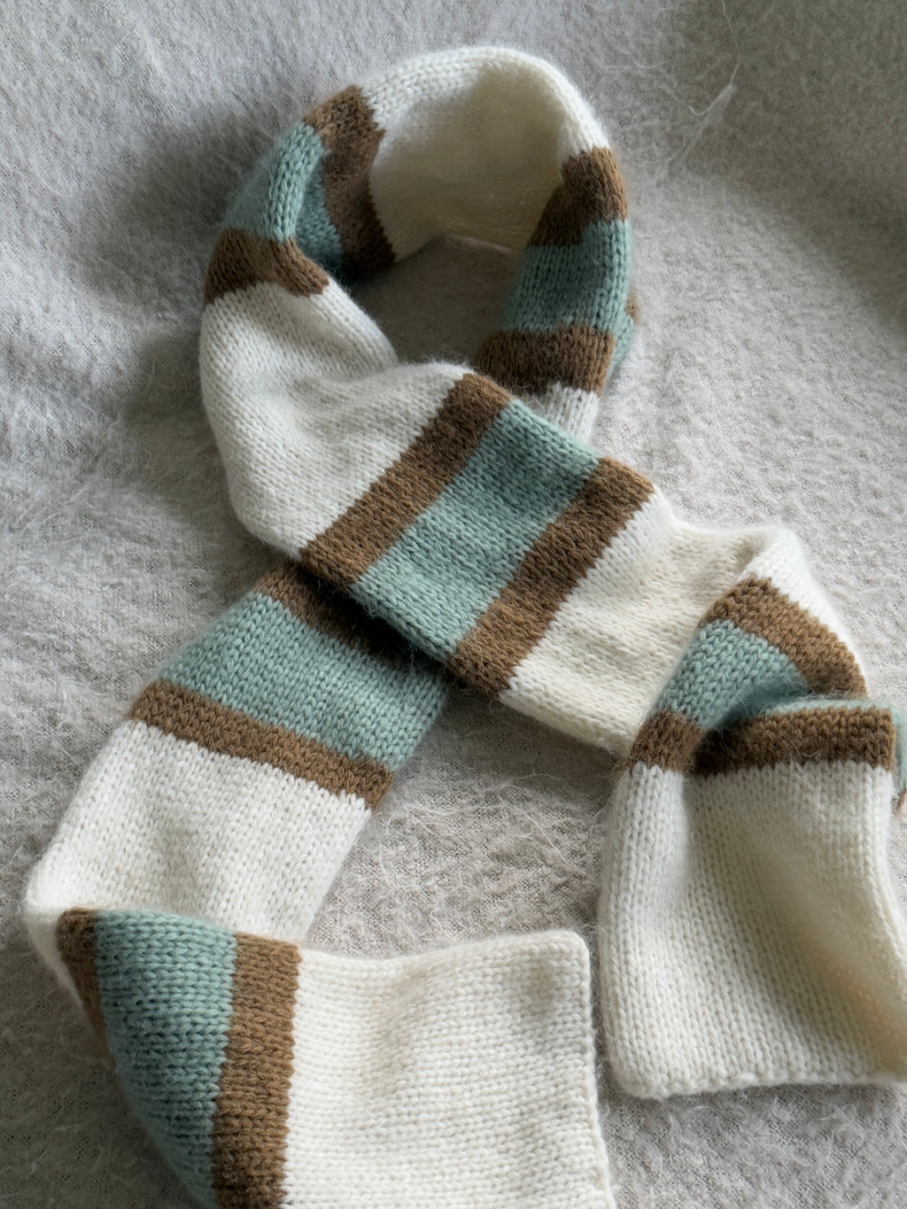 Sage, Chocolate & White Alpaca Scarf