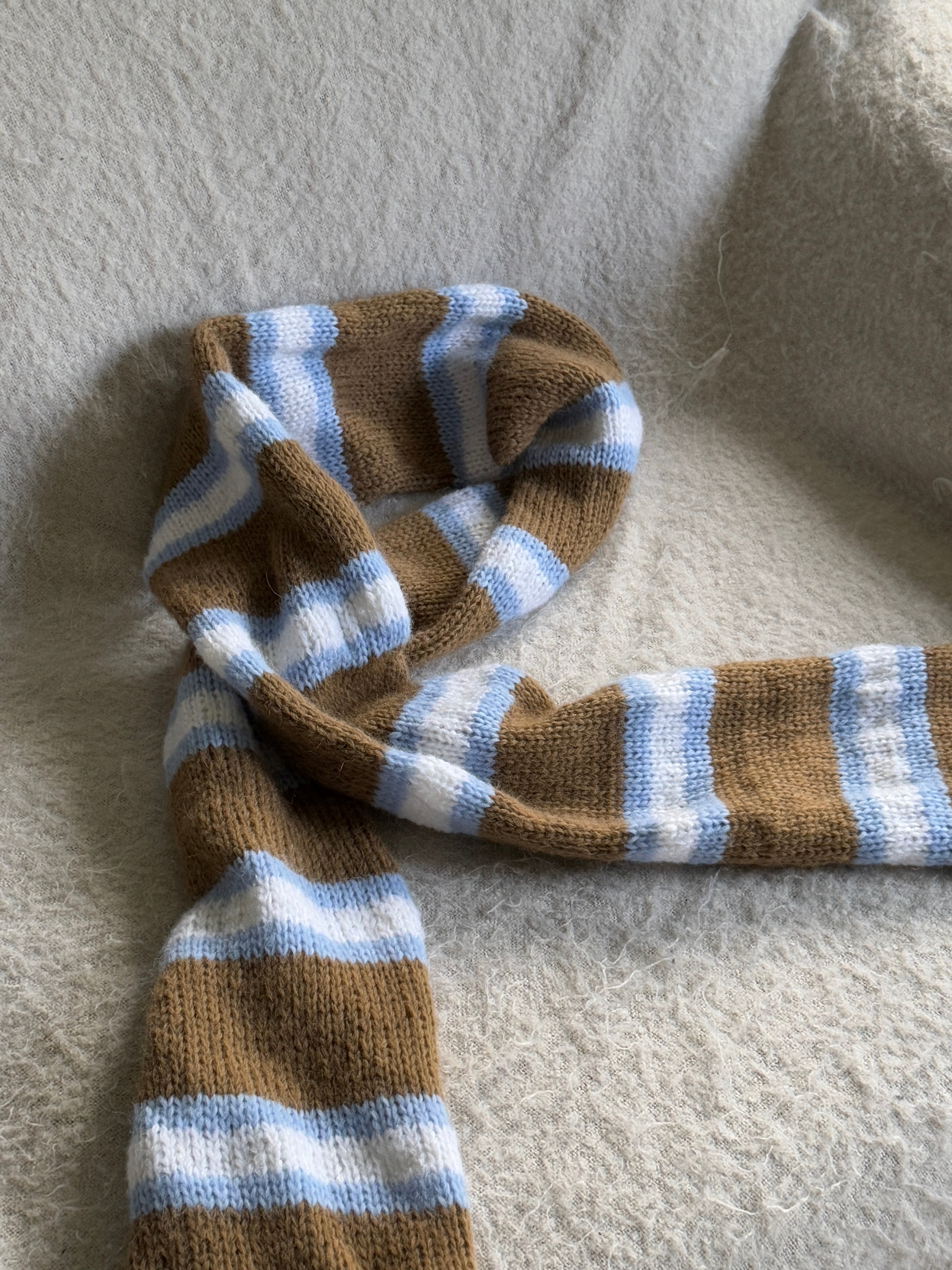 Chocolate, Cornflour & White Alpaca Scarf